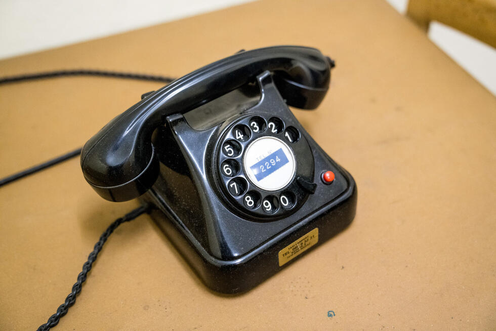 Old phone at the fortress Furggels in Switzerland