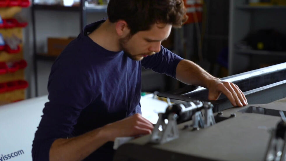 ETH student Pascal Finker working on the pod