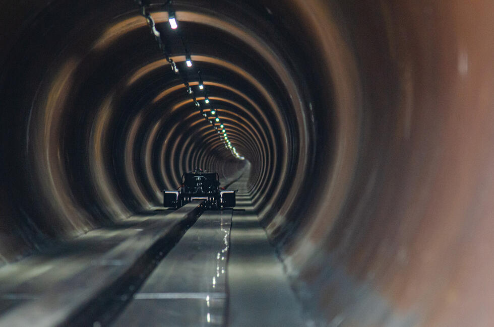 The Swissloop high speed pod in the tunnel of the test track