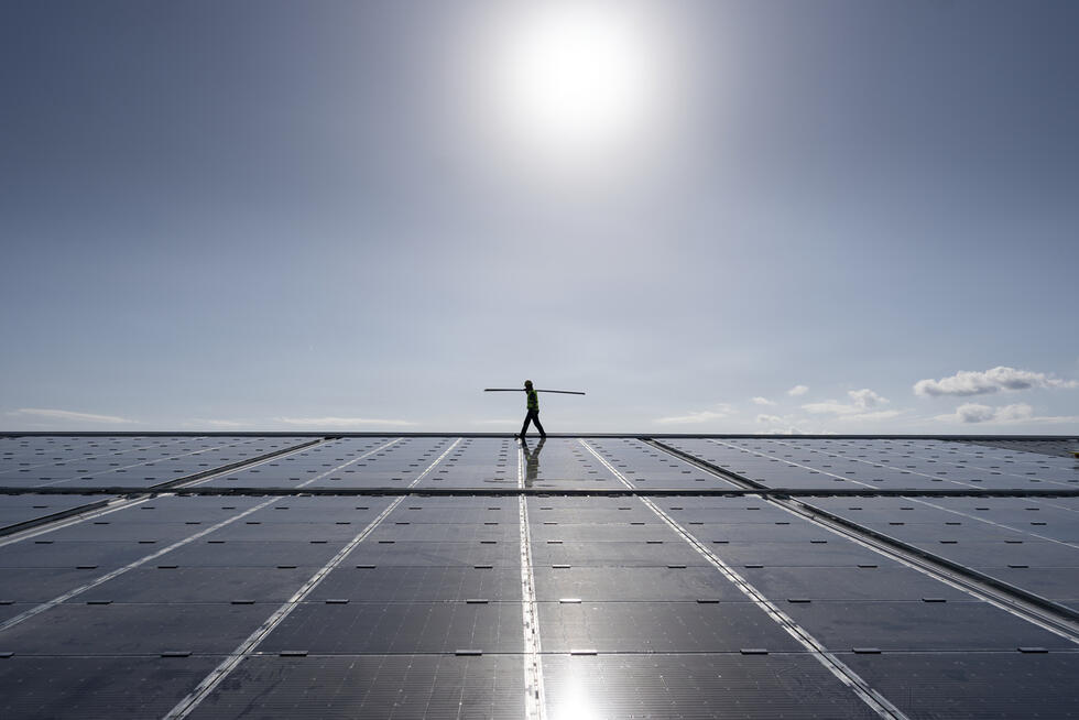 a photovoltaic system on a house facade