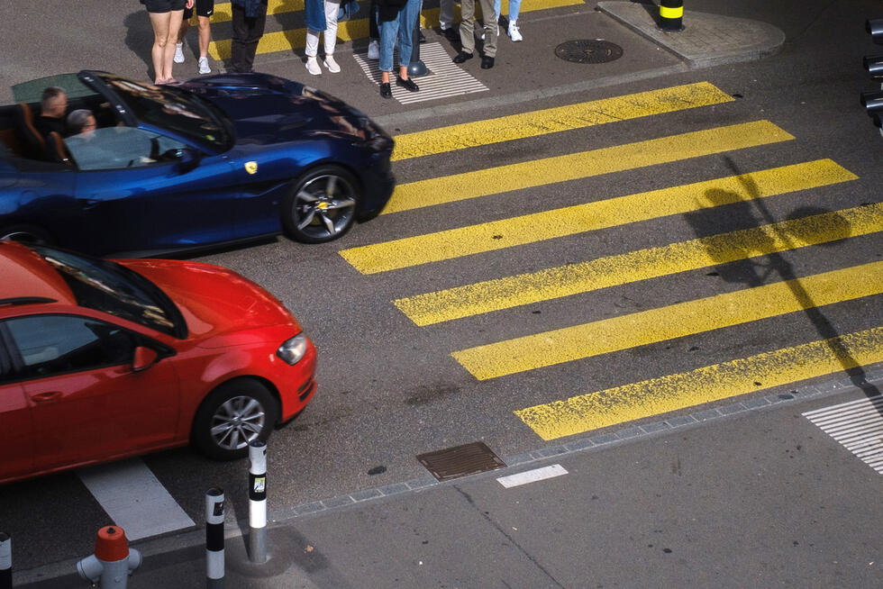 pedestrians at a zebra crossing